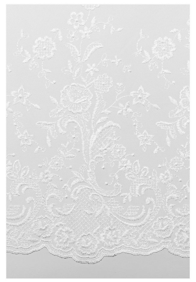 Pimlico – Scheibengardine Lena Off White mit Stickereien 160 x 80 cm