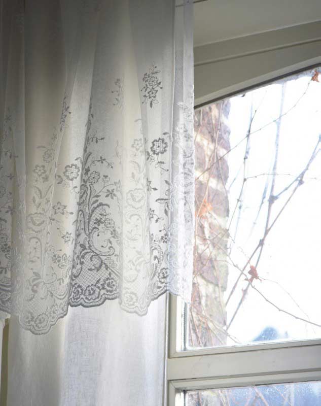 Pimlico – Scheibengardine Lena Off White mit Stickereien 160 x 80 cm