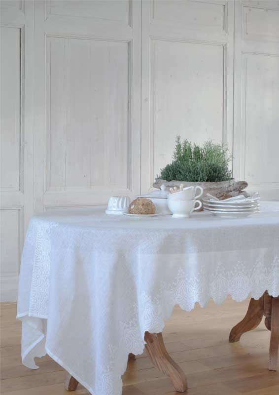 Pimlico - Tischdecke Julia Off White Leinen 180 x 280 cm