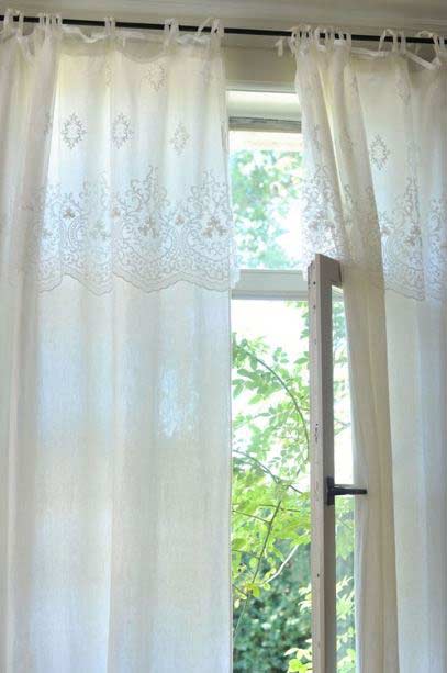 Pimlico – Scheibengardine Audrey Off White mit Stickereien 160 x 80 cm