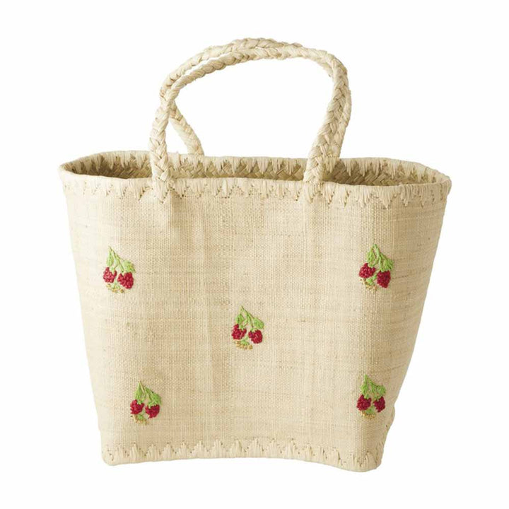 Rice - Korbtasche Raffiabast Natural Kirschen Medium