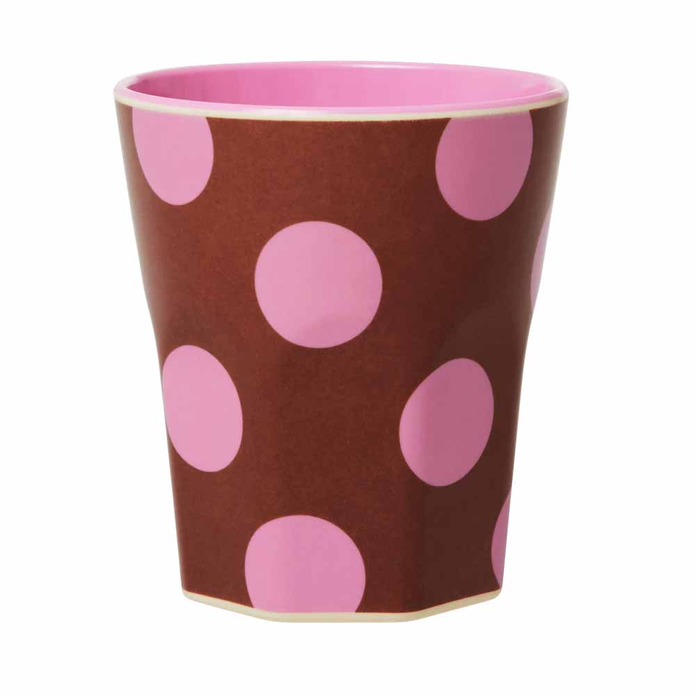 Rice - Melamin Cup Large Soft Pink Dots Braun