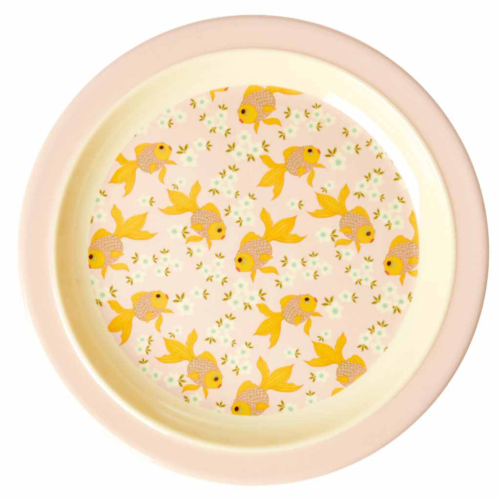 Rice - Melamin Kinderteller Goldfisch rosa