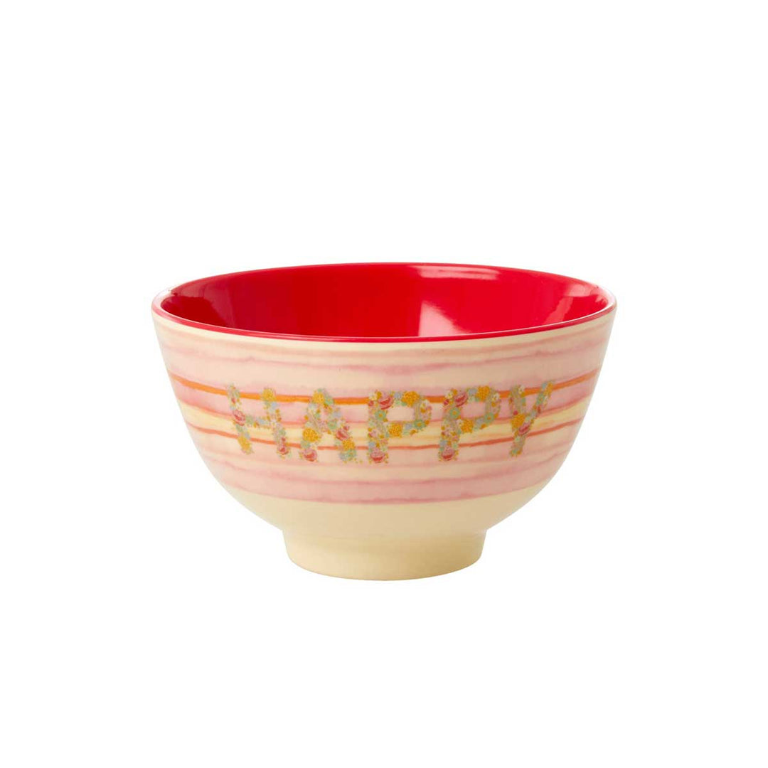 Rice - Melamin Schüssel Happy Pink Print Small