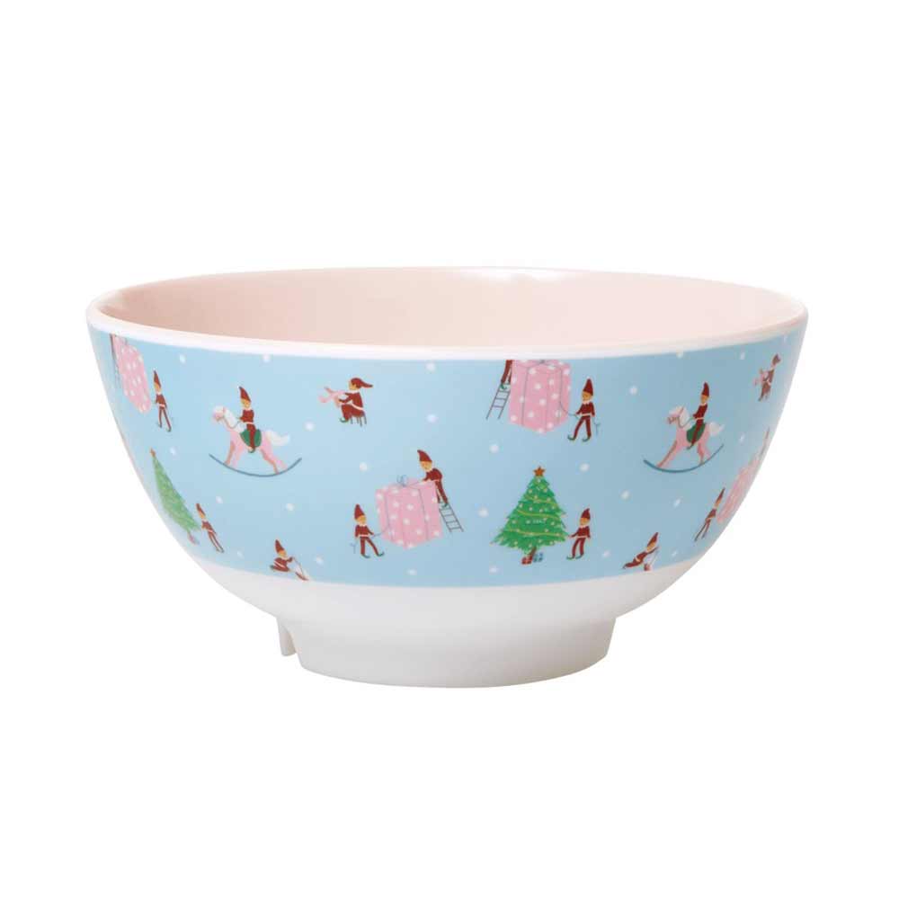 Rice - Melamin Schüssel Wichtelmotive Xmas Elf pale blue Medium