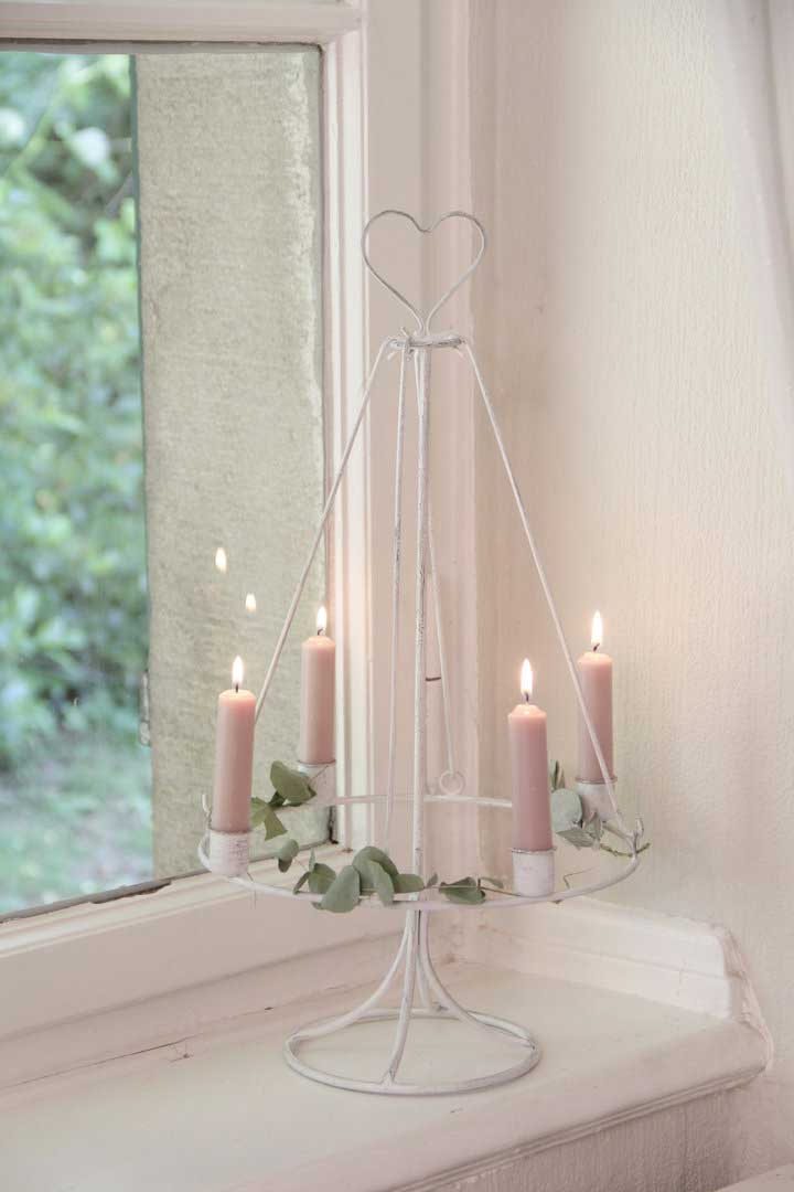 VL Home - Adventskerzenhalter weiß für Stabkerzen Large